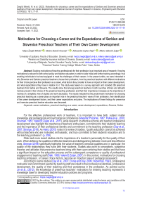 Motivations for choosing a career and the expectations of Serbian and Slovenian preschool teachers of their own career development