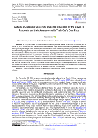 A study of Japanese university students influenced by the COVID-19 pandemic and their awareness with their one’s own face