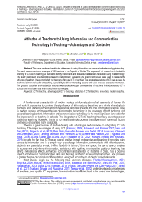 Attitudes of teachers to using information and communication technology in teaching - advantages and obstacles