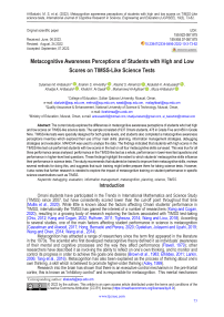 Metacognitive awareness perceptions of students with high and low scores on TIMSS-like science tests