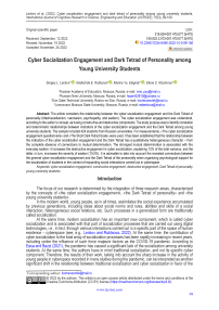 Cyber socialization engagement and dark tetrad of personality among young university students