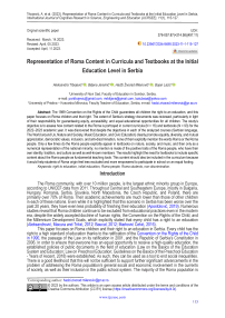 Representation of Roma content in curricula and textbooks at the initial education level in Serbia