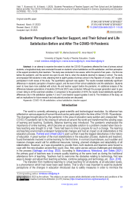 Students’ perceptions of teacher support, and their school and life satisfaction before and after the COVID-19 pandemic