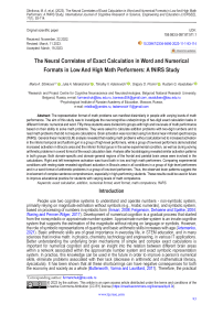 The neural correlates of exact calculation in word and numerical formats in low and high math performers: a fNIRS study