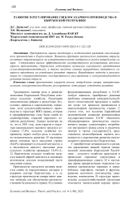 Развитие и регулирование свеклосахарного производства в Кыргызской Республике