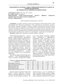 Экономическая оценка инвестиционной привлекательности акций предприятия (на примере ПАО «Нижнекамскнефтехим»)