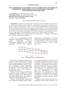 Предложение по оснащению спасательных подразделений для повышения эффективности реагирования на дорожно- транспортные происшествия