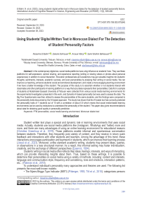 Using Students’ Digital Written Text in Moroccan Dialect For The Detection of Student Personality Factors