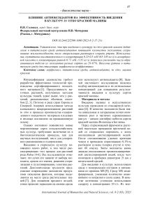 Влияние антиоксидантов на эффективность введения в культуру in vitro красной малины