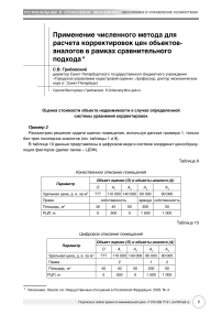 Применение численного метода для расчета корректировок цен объектов-аналогов в рамках сравнительного подхода