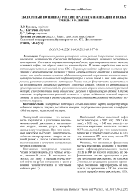 Экспортный потенциал России: практика реализации и новые тренды в развитии