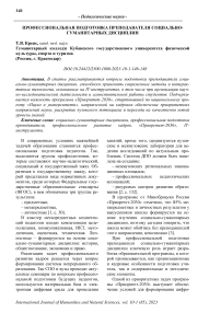 Профессиональная подготовка преподавателя социально-гуманитарных дисциплин