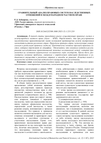 Сравнительный анализ правовых систем наследственных отношений в международном частном праве