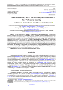 The Effect of Primary School Teachers Using Online Education on Their Professional Creativity