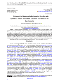 Metacognitive Strategies for Mathematical Modeling with Engineering Groups of Students: Adaptation and Validation of a Questionnaire