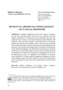 Human vs. Artificial intelligence - EU's legal response