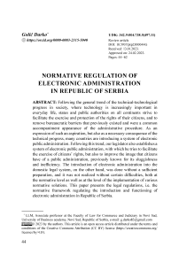 Normative regulation of electronic administration in Republic of Serbia