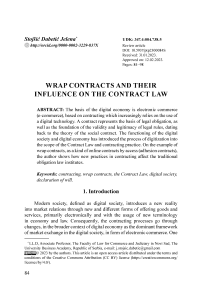 Wrap contracts and their influence on the contract law