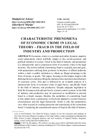 Characteristic phenomena of economic crime in legal theory – fraud in the field of industry and production