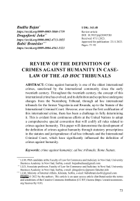 Review of the definition of crimes against humanity in case-law of the ad hoc tribunals
