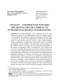 ChatGPT – another step towards the digital era or a threat to fundamental rights and freedoms?