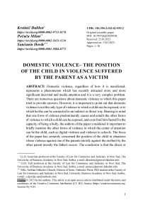 Domestic violence – the position of the child in violence suffered by the parent as a victim