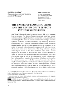 The causes of economic crime and the review of its effects in the business field