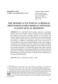 The minors as victims in a criminal proceedings for criminal offenses against sexual freedom