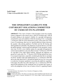 The operator’s liability for copyright violations committed by users of its platform