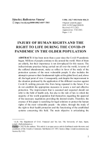 Injury of human rights and the right to life during the Covid-19 pandemic in the older population