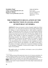 The normative regulation of the air protection in legislation of Republic of Serbia