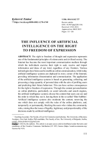 The influence of artificial intelligence on the right of freedom of expression