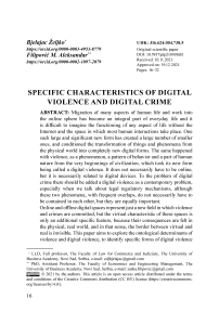 Specific characteristics of digital violence and digital crime