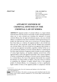 Apparent joinder of criminal offenses in the Criminal law of Serbia