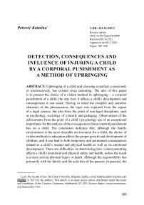 Detection, consequences and influence of injuring a child by a corporal punishment as a method of upbringing