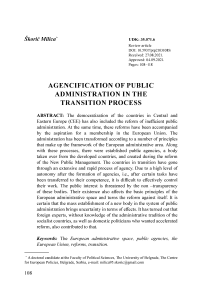 Agencification of public administration in the transition process