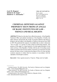 Criminal offenses against property seen from an angle of basic institutes of law – things and real rights