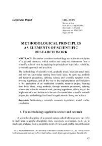 Methodological principles as elements of scientific research work