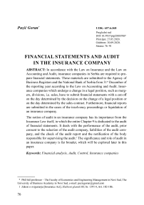 Financial statements and audit in the insurance company