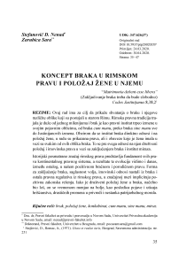 The concept of marriage in Roman law and the position of a woman in it