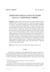 Amended legislation of payment service in Republic of Serbia