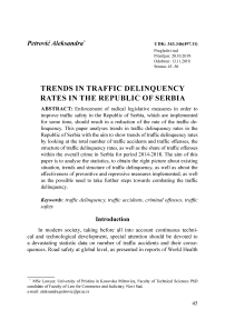 Trends in traffic delinquency rates in the Republic of Serbia