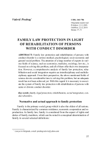 Family law protection in light of rehabilitation of persons with conduct disorder