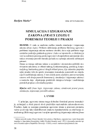 Simulacija i izigravanje zakona (fraus legis) u poreskoj teoriji i praksi