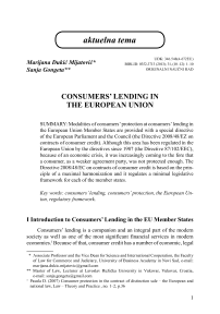 Consumers' lending in the European Union