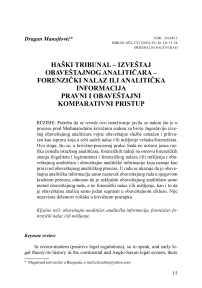 Haški tribunal - izveštaj obaveštajnog analitičara - forenzički nalaz ili analitička informacija