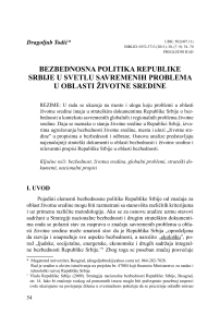 Bezbednosna politika republike Srbije u svetlu savremenih problema u oblasti životne sredine