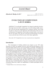 Evolution of competition law in Serbia