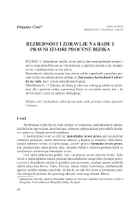 Bezbednost i zdravlje na radu i pravni izvori procene rizika