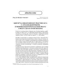 Krivična odgovornost pravnih lica u anglosaksonskom, evropsko-kontinentalnom pravu i pravu izvan ovih sistema